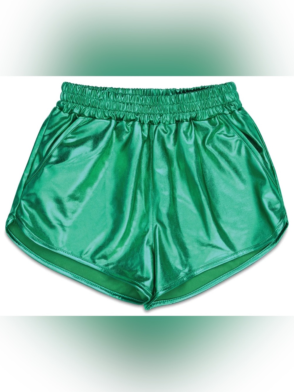 GREEN METALLIC SHORTS